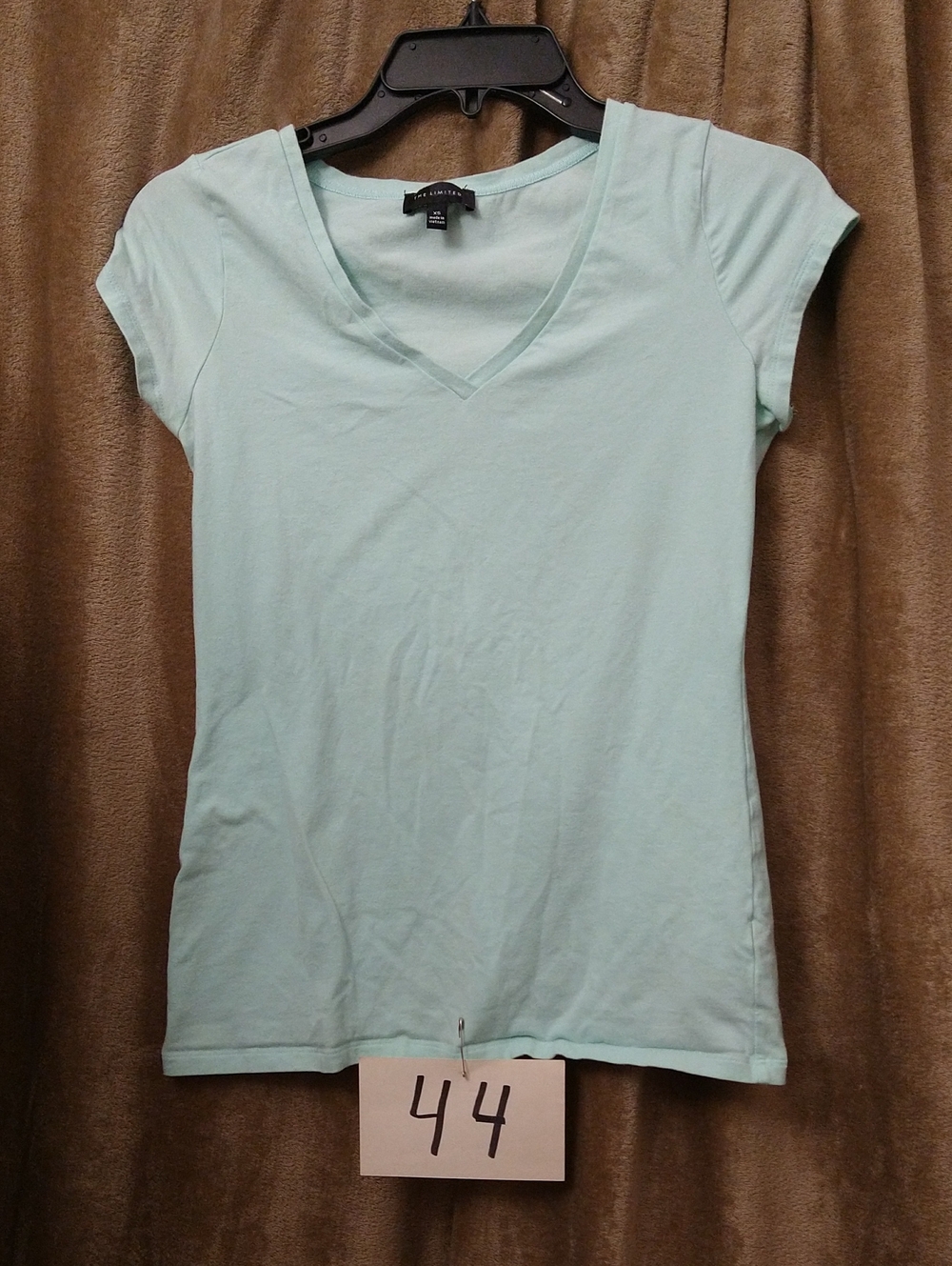 Light Aqua V-Neck Women's Tee, Size XS